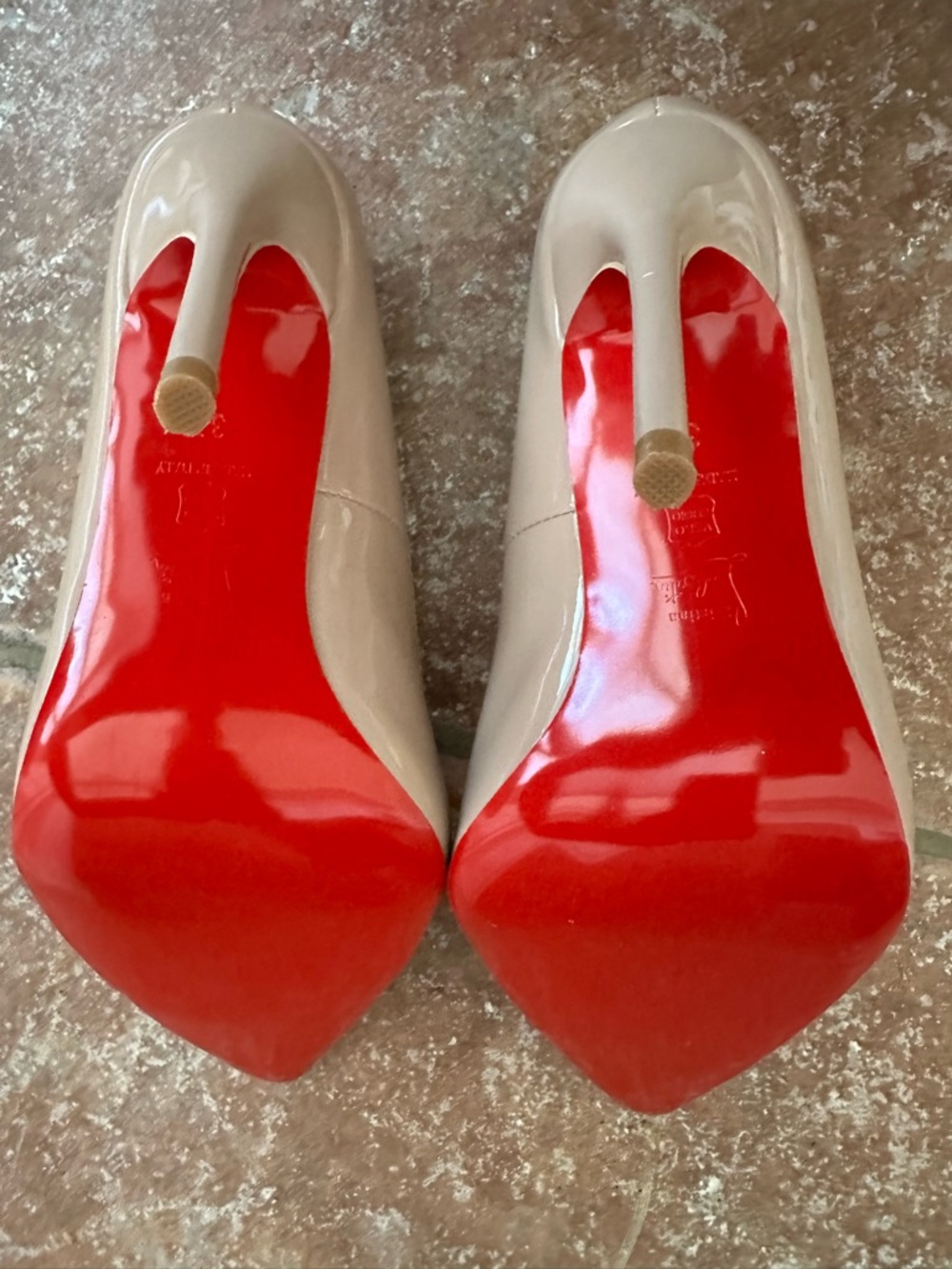 Christian Louboutin Blush Patent Leather Pointed-Toe Stilettos - Picture 4 of 6